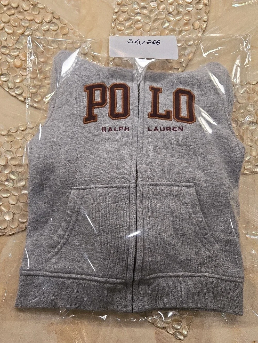 Polo Ralph Lauren Heather Gray Brown Embroidered Logo Hoodie Sweatshirt Boys 24M